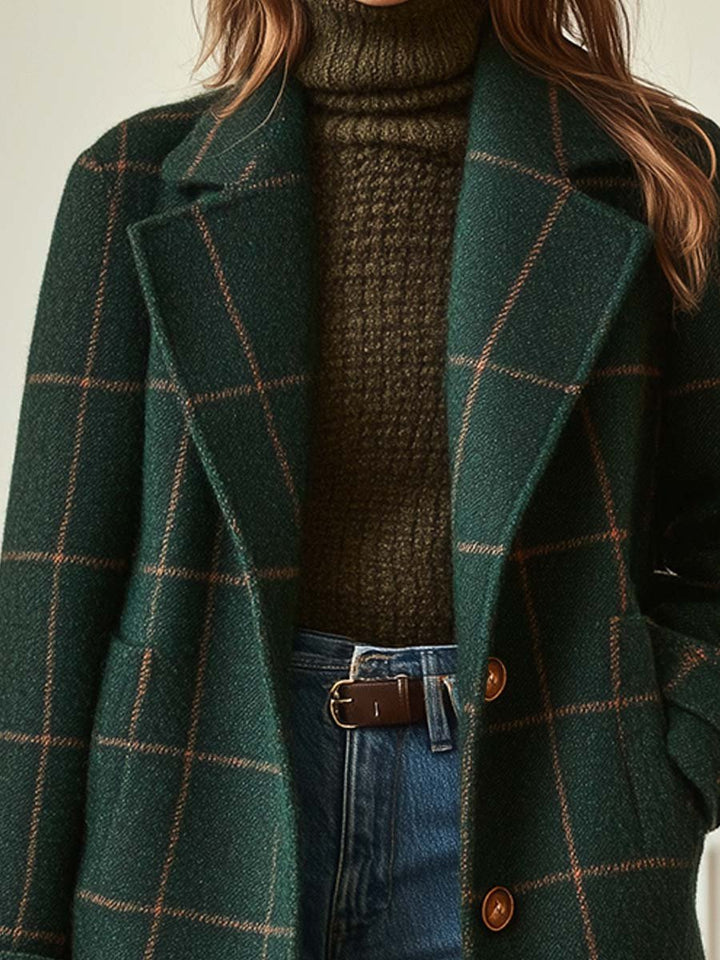 Olivia Mae™ | Retro Lapel Plaid Tweed Coat