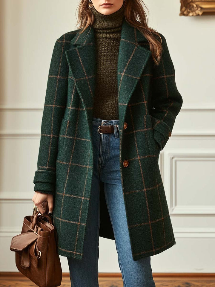 Olivia Mae™ | Retro Lapel Plaid Tweed Coat