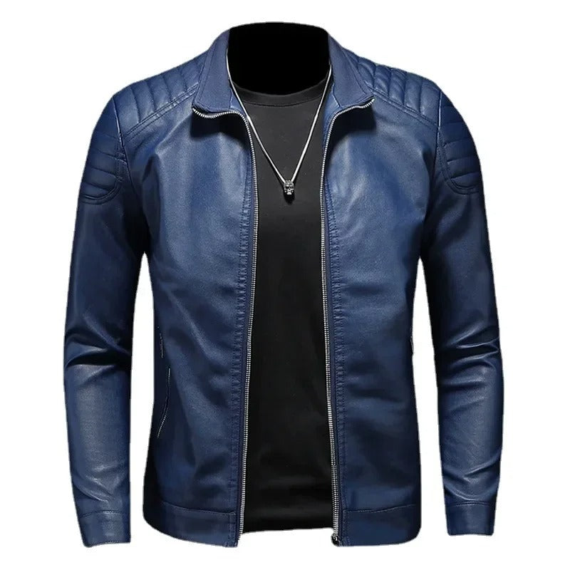 Leather jacket with collar