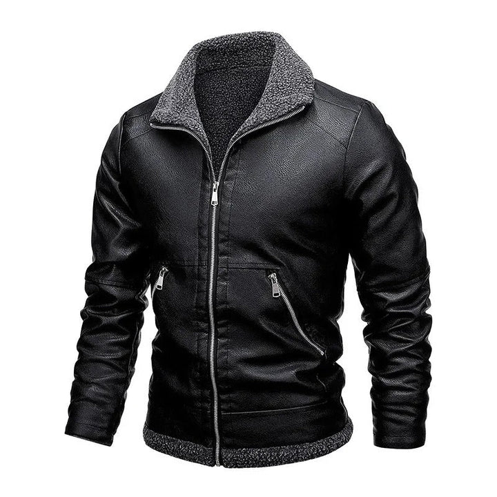 Elegant Fleece Leather Jacket